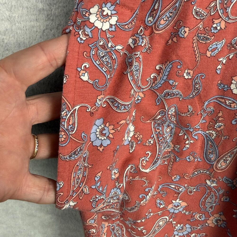 J Jill L Petite Red Rocks Paisley Pintuck Pleat Shift Dress Dark Peach Sunset PL - Picture 7 of 14